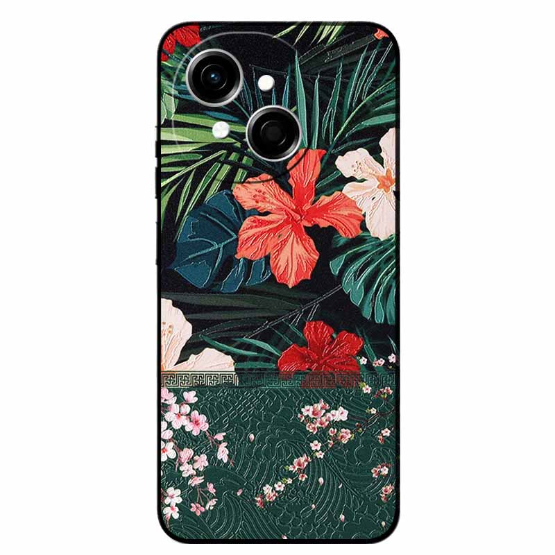 3D Cartoon Emboss Case For Tecno Spark Go 1S Relief Embossed Retro Silicone Back Covers For Spark Go 1S Black Funda Anime Bumper