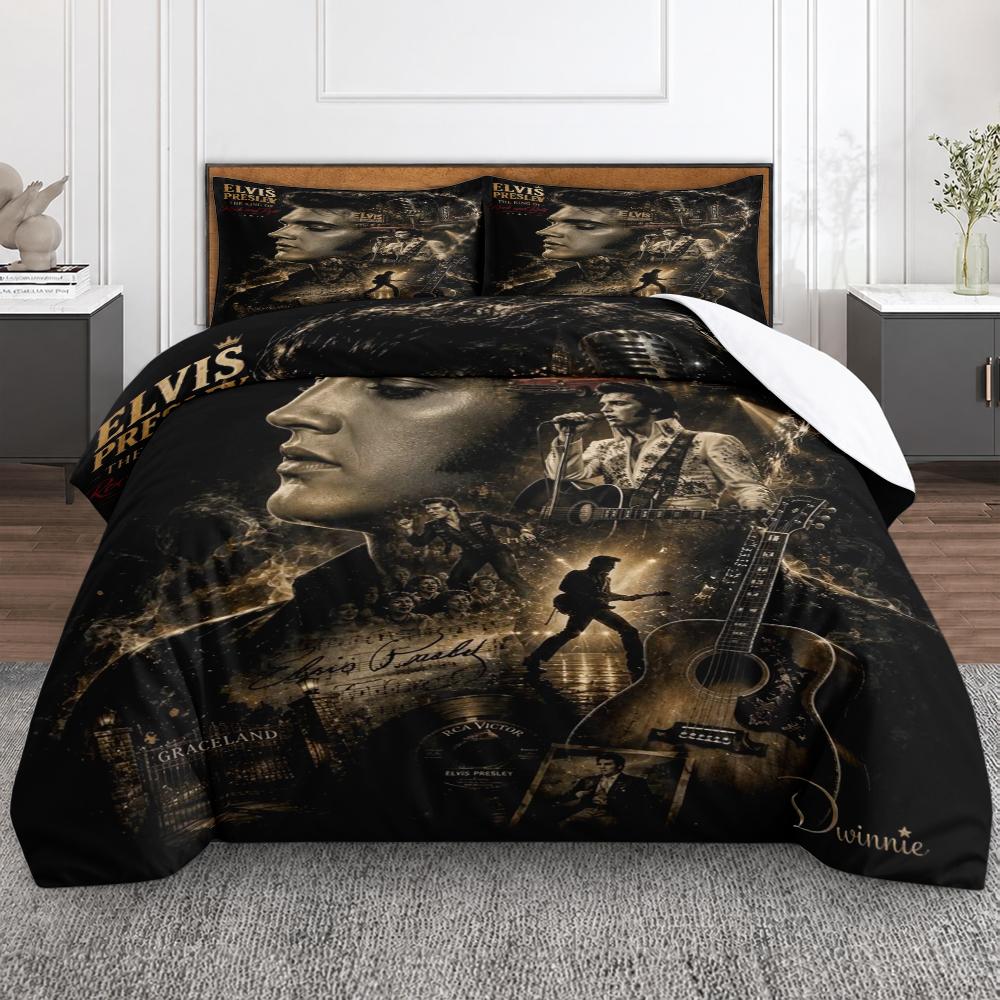 Elvis Presley Rock and Roll Collage Design Bedding set (1 duvet cover, 2 pillowcases, duvet not included)