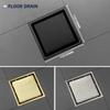 Brushed Gold Black Brushed 304Stainless Steel Bathroom Floor Drain Square Shower Room Anti Odor And Anti Blocking  Drainer