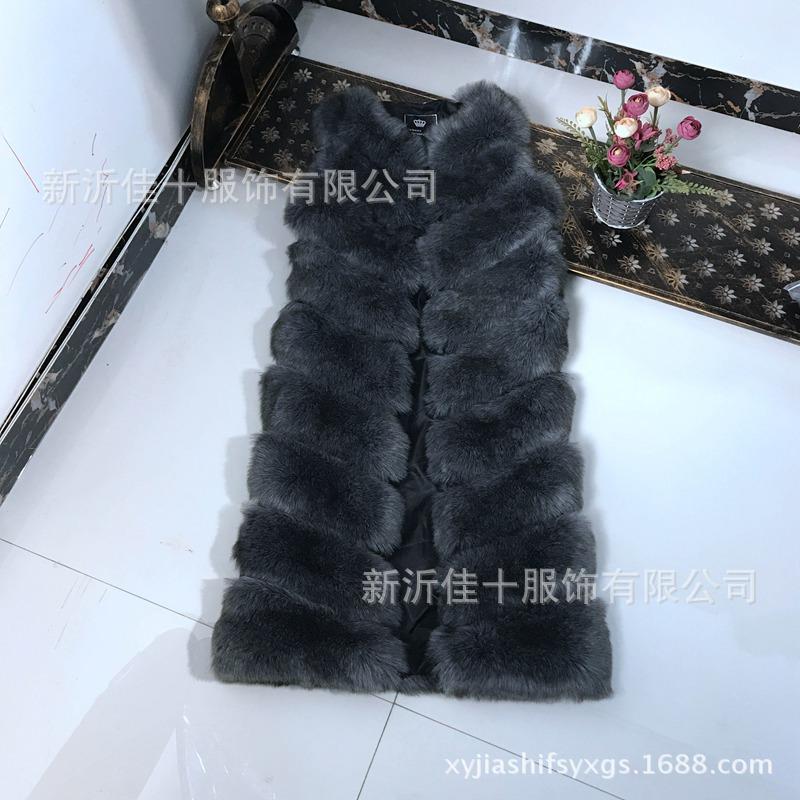 Осень и зима новый женский жилет из искусственного меха лисы длинный корейский вариант тонкий и тонкий пальто