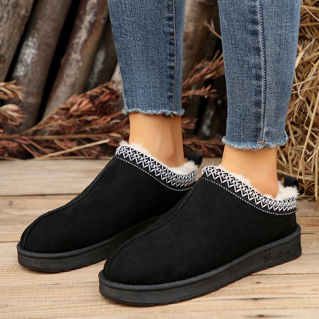 Women's Wool Slippers Warm Platform Wool Low-top Snow Boots Slippers Women's Outdoor Anti-Slip Boots Shoes for Women