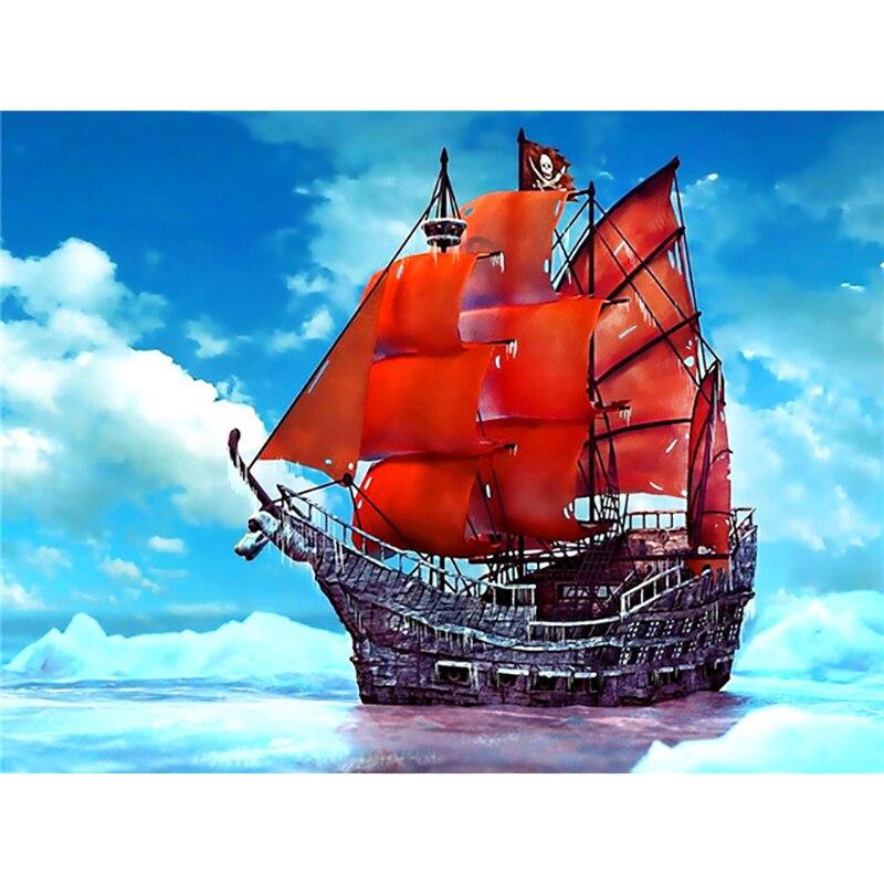 DIY 5D алмазная живопись Парусник Алмазная вышивка вид на море вышивка крестиком полная круглая дрель домашний декор ручной художественный подарок