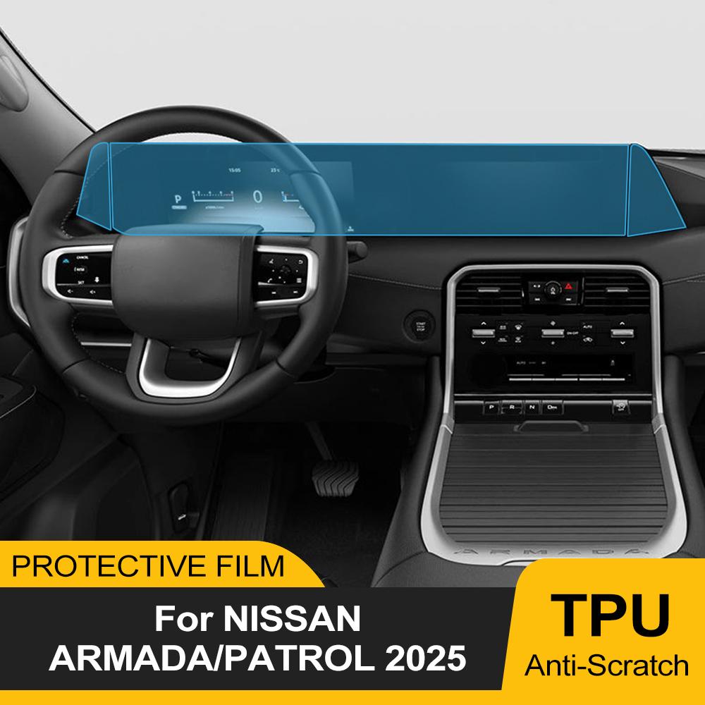 Pre-cut TPU Dashboard Screen Protector Film for NISSAN ARMADA PATROL 2025 Anti-Scratch Transparent GPS Navigation PPF Sticker