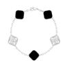 18K Gold V-Clover Bracelet with Red Agate & White Mother-of-Pearl