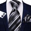 Hi-Tie Dark Gold Plaid Jacquard Mens Silk Tie Classic Necktie Cufflink Hanky Set