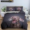 3D Dog King Queen Duvet Cover Funny Puppy Bedding Set for Kids Teens Adults Lovely Pet Animal Black 2/3pcs Polyester Quilt Cover
