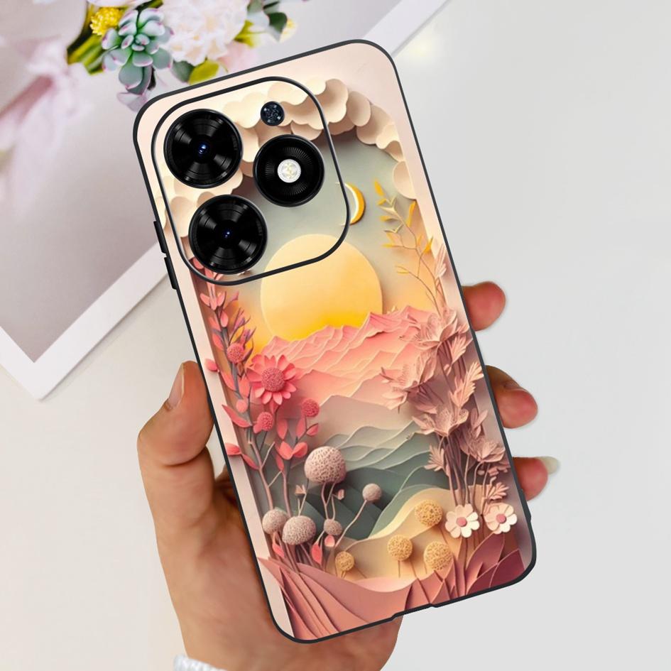Чехол для Tecno Spark 20C Чехол Spark 20 Pro Популярный Цветок Бабочка Прозрачные Силиконовые Чехлы для Телефона Для Tecno Spark 20 Spark20 Funda