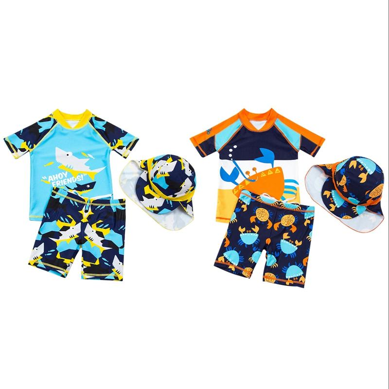 Baby Toddler One Piece Zip Sunsuits with Sun Hat Infant Beach Swimsuit