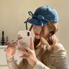 Корейская бейсболка с бантом, джинсовая женская кепка с козырьком, модная бейсболка с бантом, для улицы