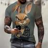 Funny 3D Animal Print T Shirt For Men Street Trend Hip Hop Clothing Casual O-neck Short Sleeve T-Shirt Fashion Loose Summer Tops