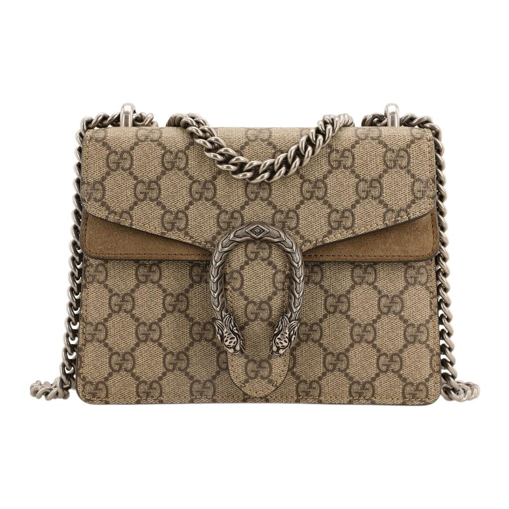 Gucci Dionysus Tiger Head Buckle Logo Chain Shoulder Bag Canvas Crossbody Mini Women shoulder bag Ebony Beige 421970-KHNRN-8642