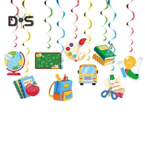 Подвесные завитки для украшения «Назад в школу», украшение потолка в классе, спиральный подвесной вихрь для вечеринки в школьном офисе