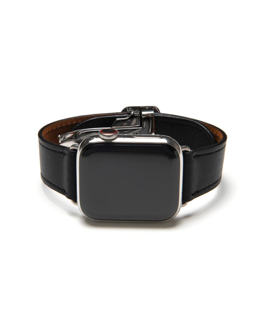 Adeo Черный матовый кожаный ремешок для Apple Watch, широкий