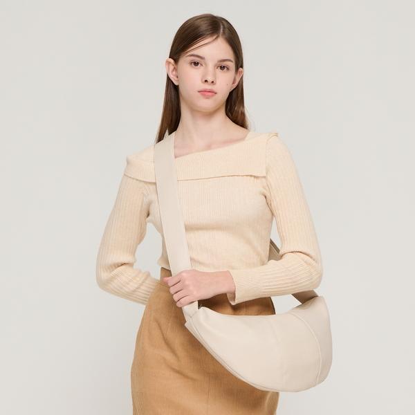 Half Cushion Circle Line Shoulder Cross Bag (ivory), RD23D20IVF0-7000025983