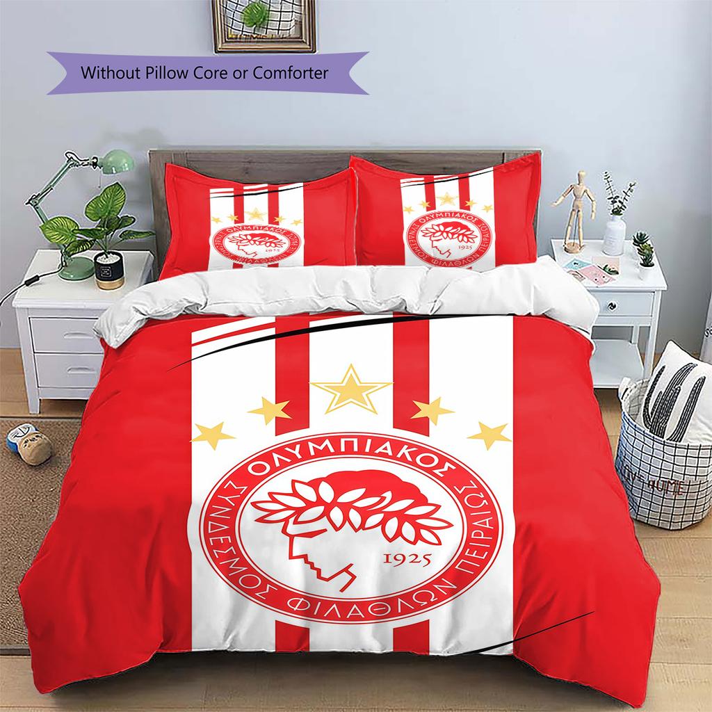 Olympiacos F.C.2 Pattern Bedding Quilt Set Home Decoration Gift (1 * duvet cover + 2 * pillowcase without core)