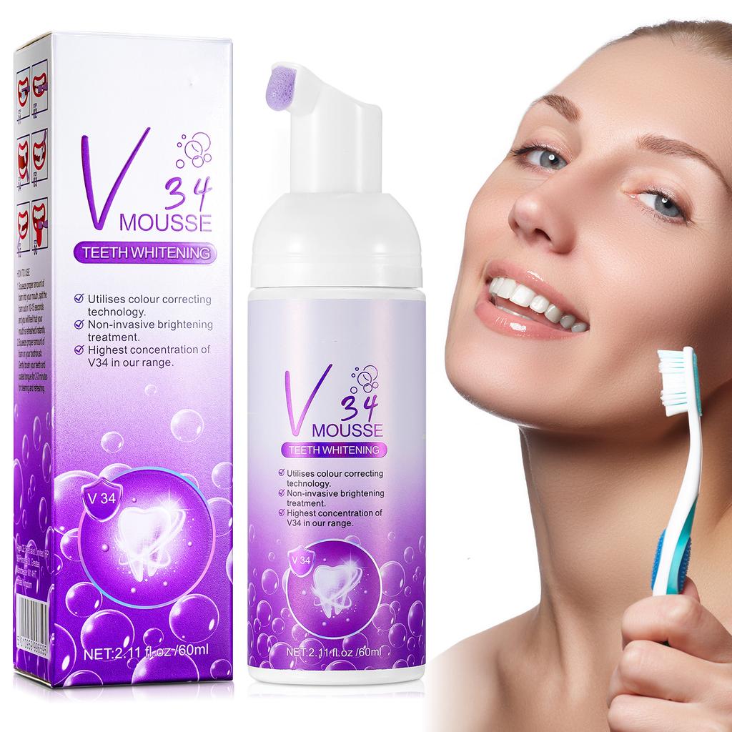 V34 Purple Tooth Cleansing Mousse Repair Whitening and Anti Sensitivity Toothpaste Improves Enamel Sensitivity, Removing Stains, and Gentle Freshness