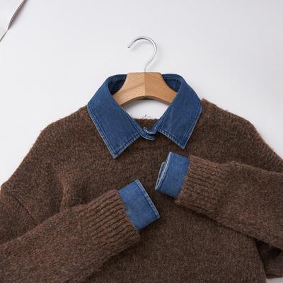 3pcs Denim False Collars Retro Washed Denim Shirt Collar Sweater Collar Pointed Collar Unisex Collar Set