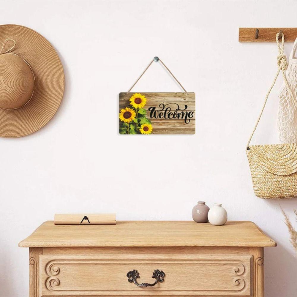 Lightweight Sunflower Welcome Sign Hanging Wooden Decoration Sign Welcome Door Sign Kitchen