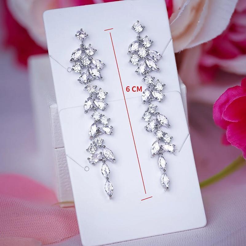 Изысканные модные длинные висячие серьги с листьями для женщин, свадебные ювелирные украшения, подарок ZH