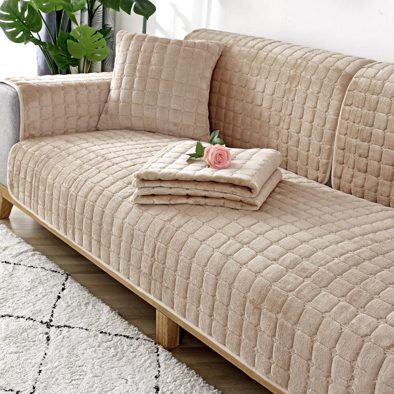 Подушка для дивана из фланели Four Seasons General Non-Slip Thickened Living Room Sofa Backrest Cover Modern Plush Seat Cushion