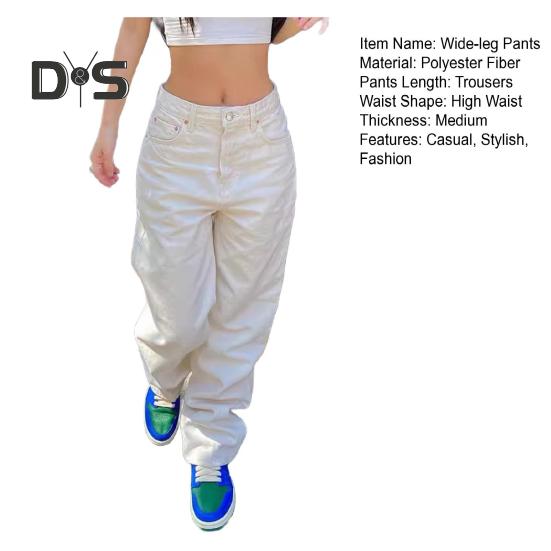 Женские джинсы с широкими штанинами, прямые джинсы с высокой талией, утягивающие брюки в пол в стиле ретро-панк для уличной моды