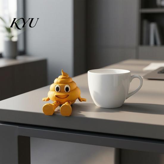 Humorous Home Decor 3D Printed Poop Figurine, Articulated Cartoon Fake Desk Toy Creative Ornament with Movable Joints, Novelty Gag Gift for