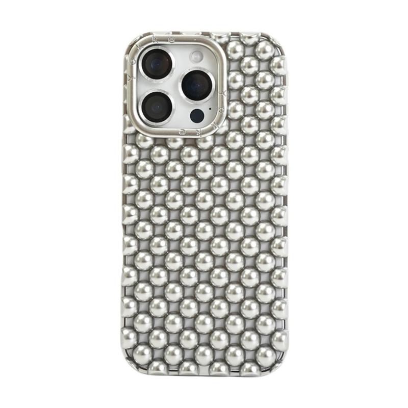 Матовый Серебристый Чехол для Телефона с Полыми Бусинами для iPhone 13 14 15 16 17 Pro Max 17 Air Летний Теплоотводящий Задний Чехол