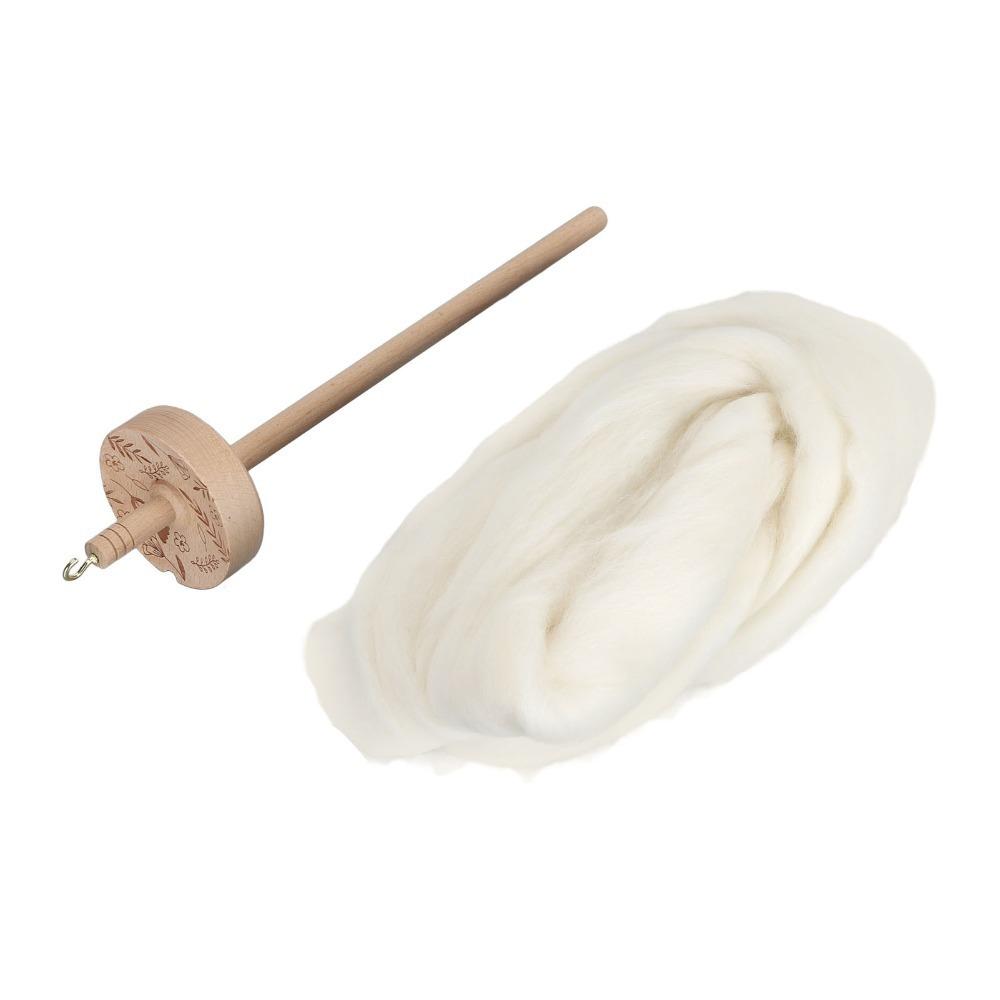 Wooden Drop Spindle Hand Carved Spinning Wheel Practical Yarn Spinning Kit For Sewing