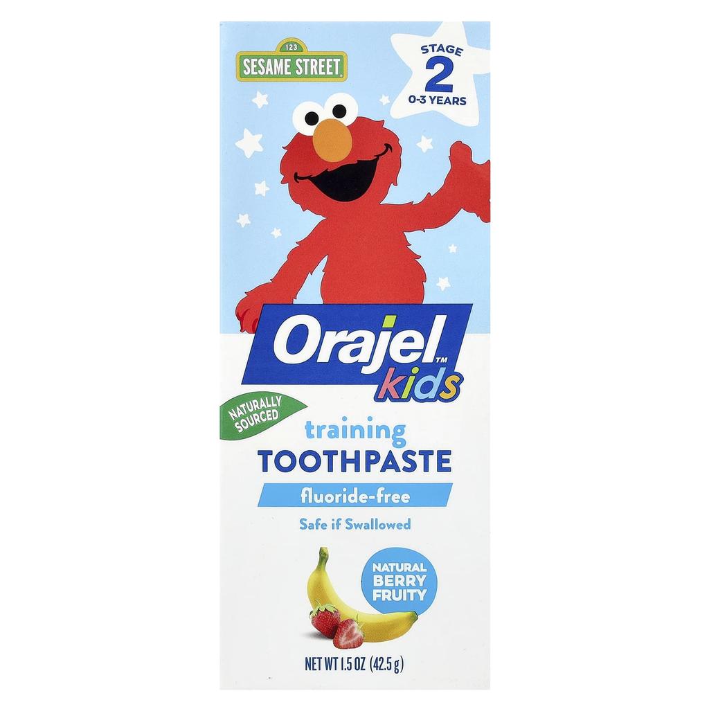 Детская зубная паста Elmo для тренировки, без фтора, 0-3 года, натуральный ягодный фруктовый вкус, 1,5 унции (42,5 г)