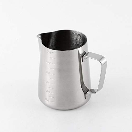 FUN COFFEE Milk Pitcher for Latte Art, with Graduations, 400ml, Stainless Steel Milk Jug, Pitcher, Jug, for Lattes and Coffee (co-0042)