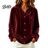 Soft Velvet Clothing Women Button Front Hoodie, Long Sleeve Hooded Jacket, Loose Fit Jacket Casual Drawstring Coat for Autumn Winter Outerwear