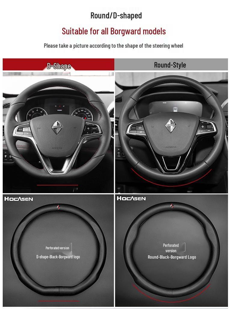 Non-Slip Genuine Leather Steering Wheel Cover for Borgward BX7 BX5 BX3