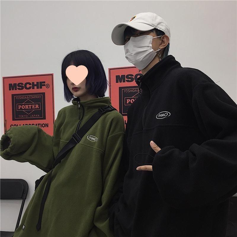 Осенне-зимний парный свитер для мужчин и женщин, ретро флисовый свободный bf флисовый топ, куртка, тренд