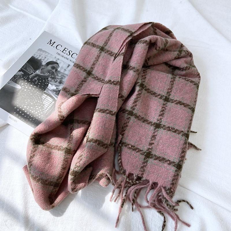 Новый клетчатый шарф Женский Зимний Утепленный Теплый Ретро Бахрома Шарф Шаль Утепленный Теплый для Холодной Погоды