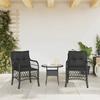 VidaXL Lot de 2 Chaises de Jardin avec Coussins, Sièges de Patio avec Housse Amovible, Meubles d'Extérieur Terrasse, Noir 365153