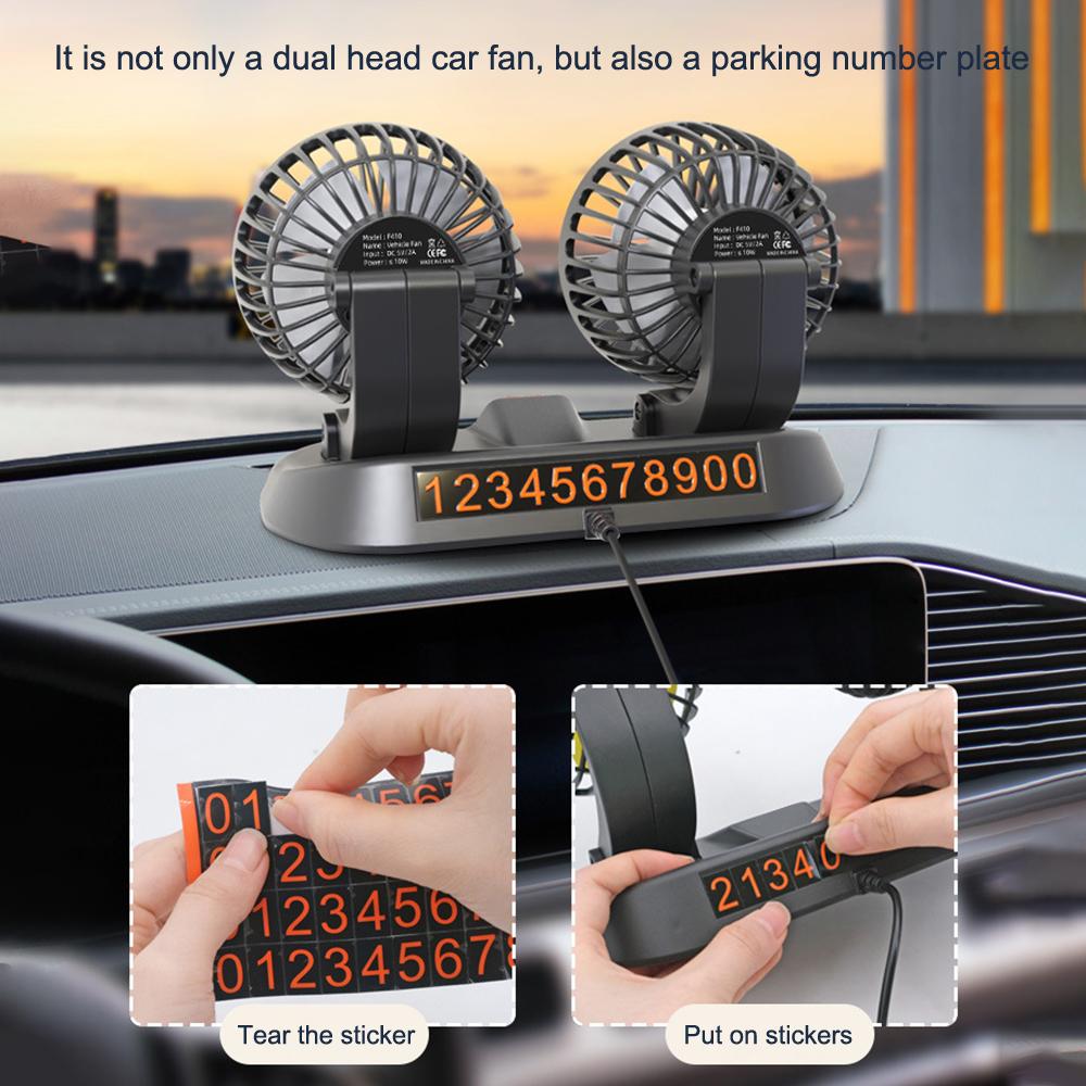 5V 12V 24V Car Fan Cooling Car Fan Dual Head Usb Car Fan 2 Speeds Multifunctional Temporary Parking Card Auto Vehicles fan