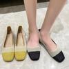 2024 Women's Flats Spring and Fall New Fashion Square Toe Shoes Comfortable Breathable Net Casual Barefoot Shoes
