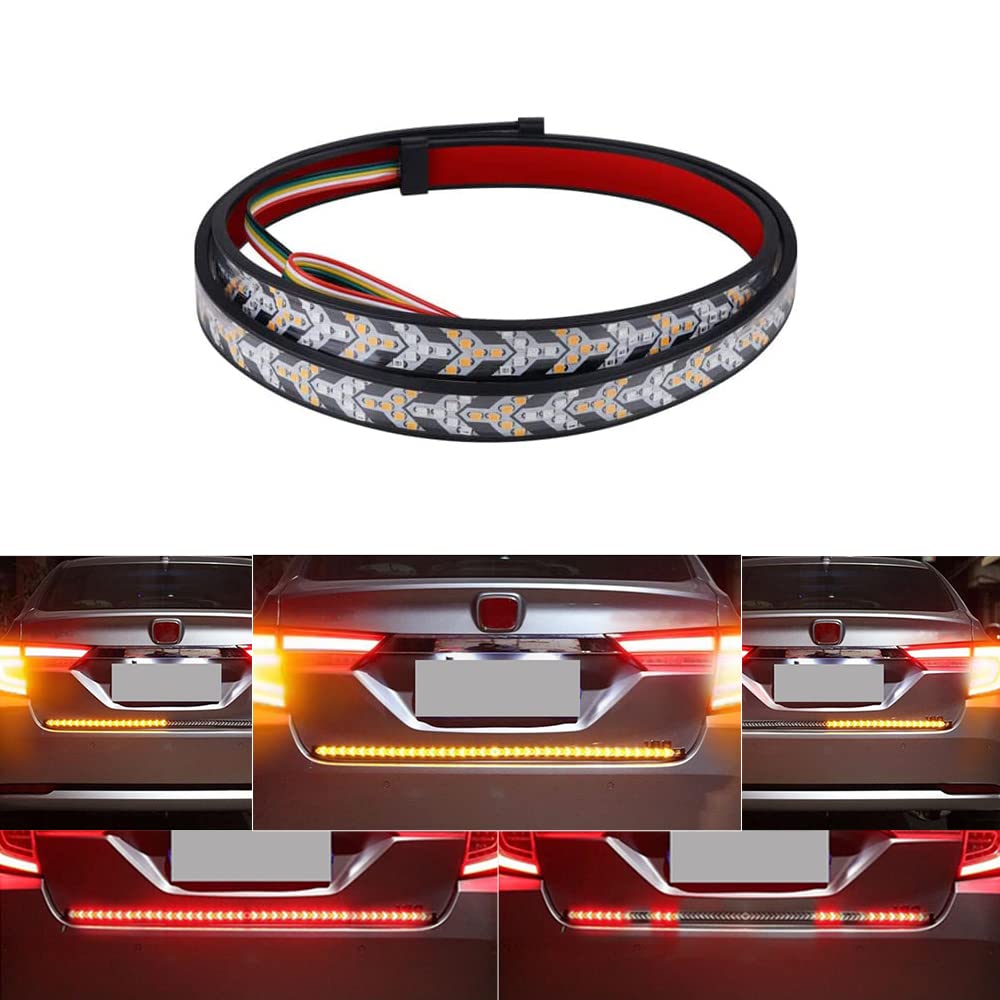 Catland Flowing LED Strip Sequential Turn Tail Flowing Turn Brake Daytime Running Universal 150cm Light, Amber/Red, Signal, Light, 12V, Car, Signal,
