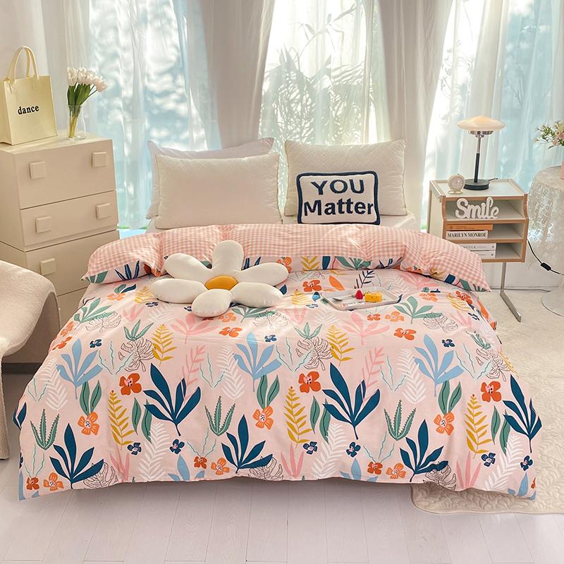 Желтый тюльпан пододеяльник 1 шт. фиолетовые цветы узор 100% хлопок молния пододеяльник приятный для кожи удобный двуспальный размер постельное белье