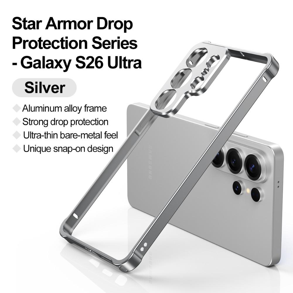 Металлическая рама из алюминиевого сплава с ощущением голого металла, защита камеры, чехол для телефона для Samsung Galaxy S26 Ultra S25 S24 Fe, противоударное покрытие на четырех углах
