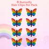 8 шт. Женские заколки для волос Радужный декор бабочки Заколки для волос Дизайн 3D-крыльев Идеальный размер Женские заколки для волос Аксессуары для волос