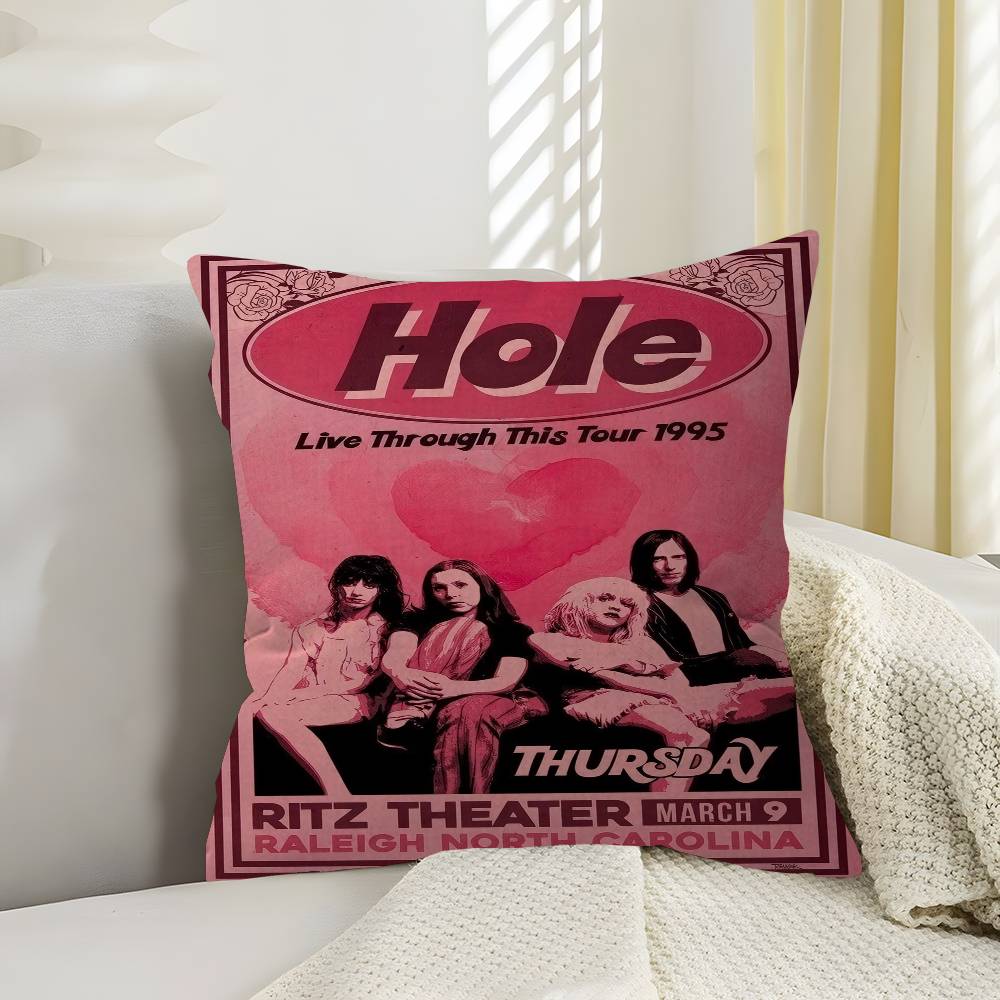 Alternative Rock Band Hole Pillow Covers Cartoon Sofa Decorative Home Doublesided Printing Short Plush Cute Cushion Cover