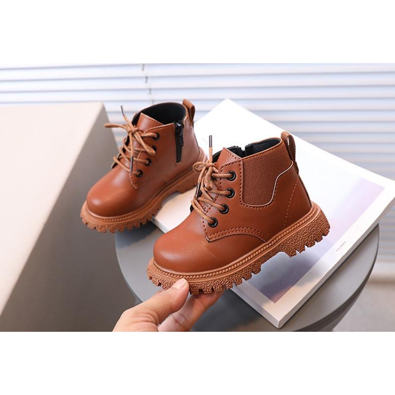 Осенне-зимняя новая детская обувь Детские ботинки Martin Ботинки для мальчиков в британском стиле Короткие ботинки для девочек Детская обувь Тенденция к одинарным ботинкам