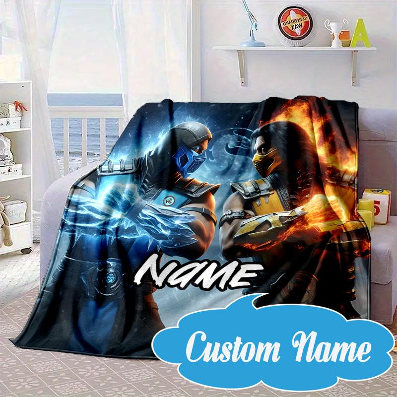 Custom Name Thunderous Warrior's Kombat Blanket bed sofa Blanket Flannel Blanket for Camping, Hiking, Picnic Essentials,gift for Fan family