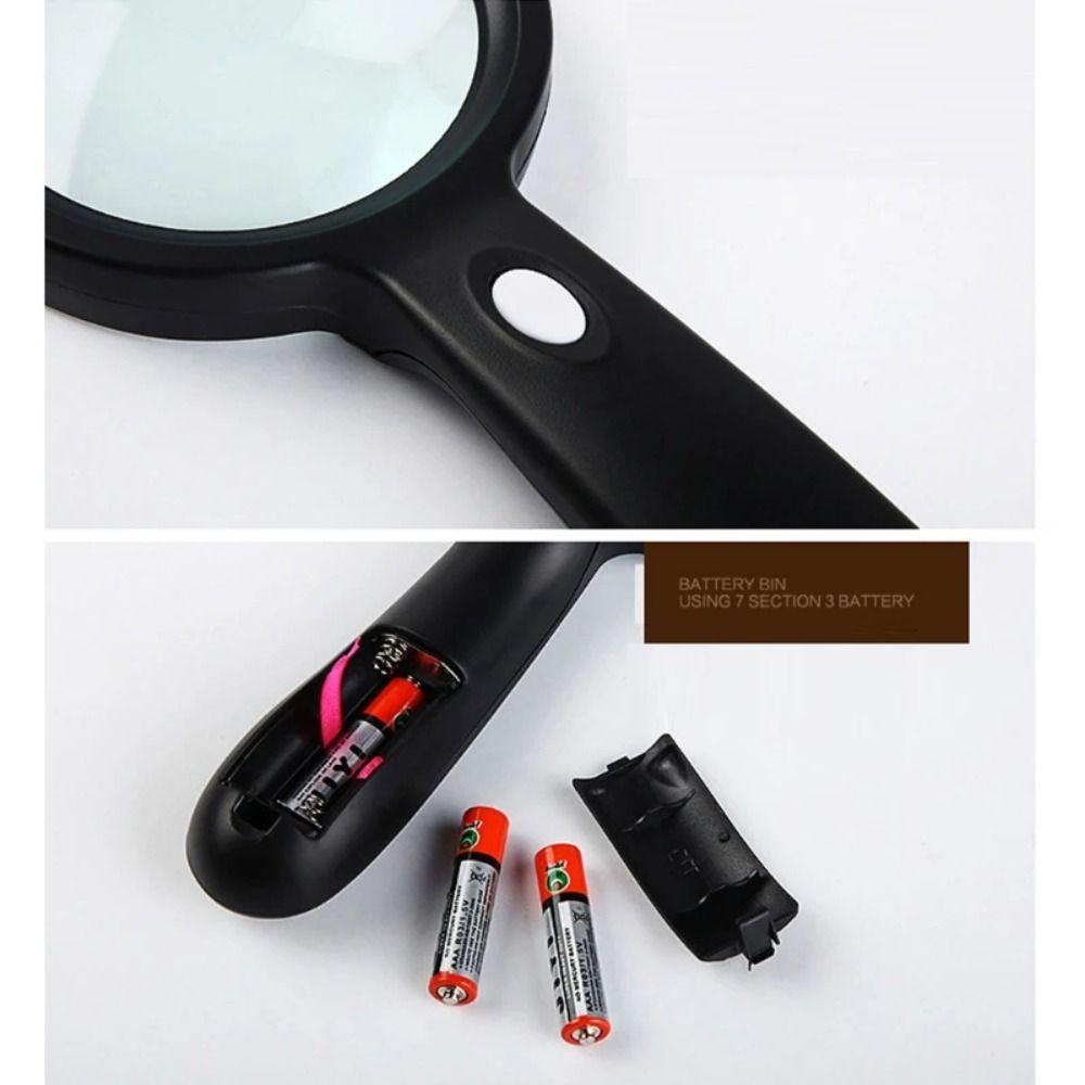 With 2 LED Light Hand Held Magnifying Glass Illuminated Magnifier Jewelry Identification