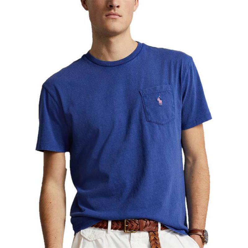 Polo Ralph Lauren Color Blocked приталенная футболка с круглым вырезом и коротким рукавом для мужчин, топы, синяя 710835756-022