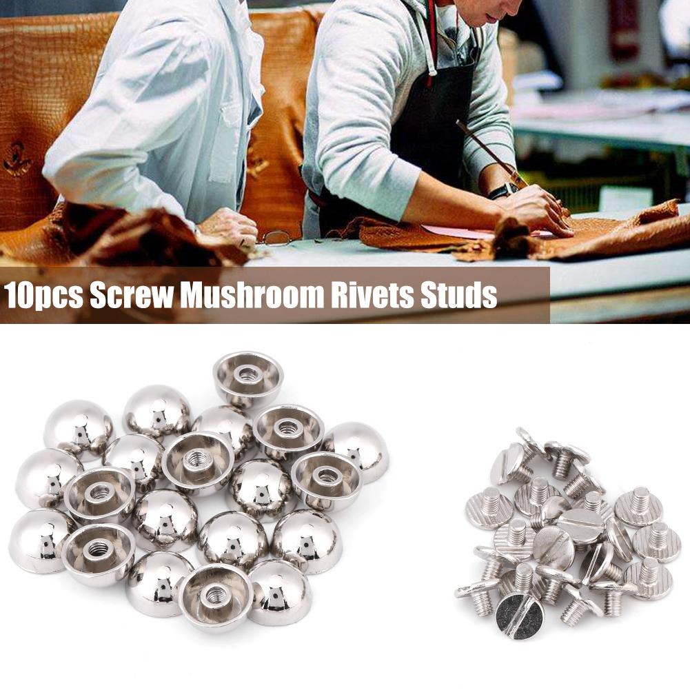 20pcs Mushroom Rivets Studs Buttons Screw for Leather Belt Bag Shoes Decoration(silver)