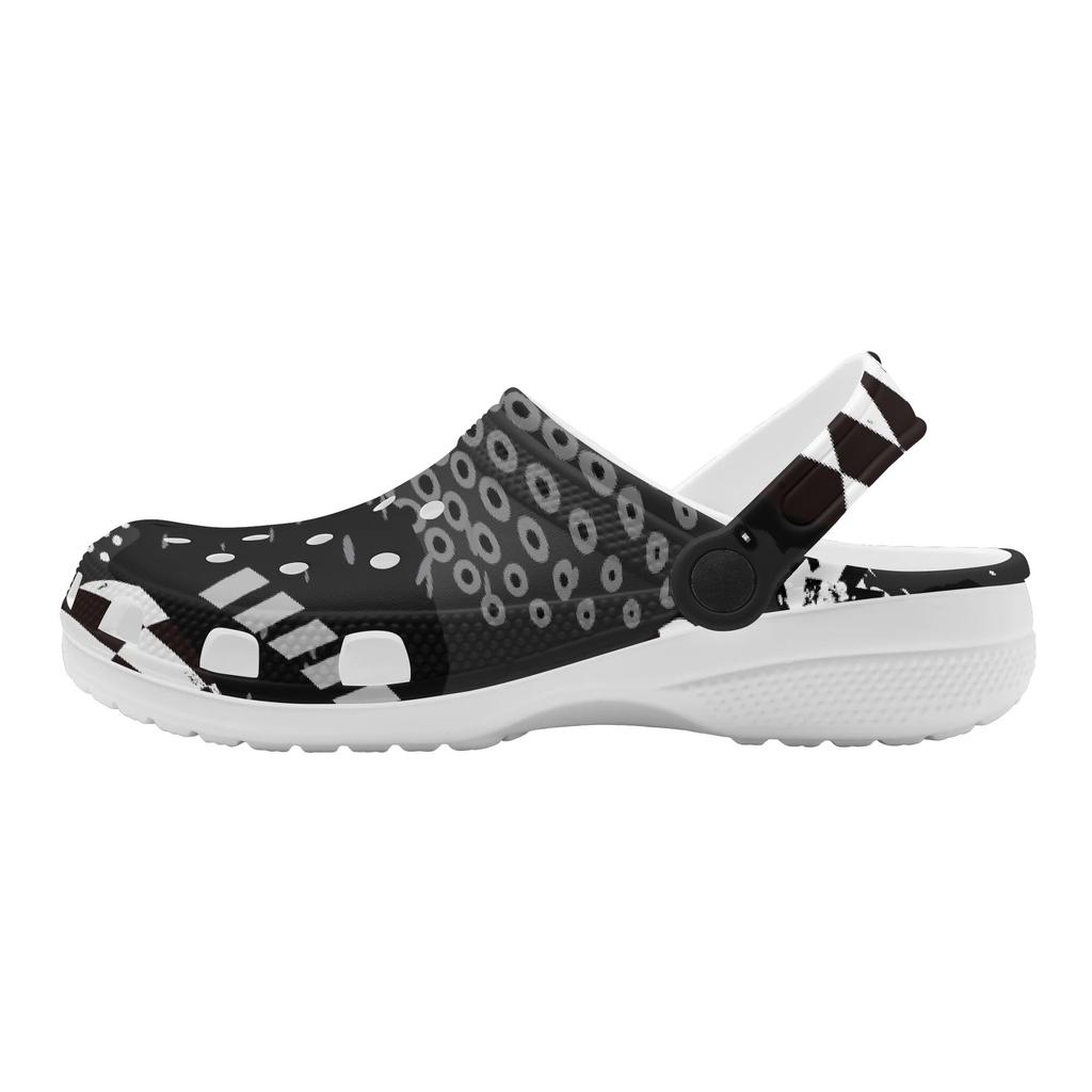 White Printed EVA Clogs Women Men Breathable Lightweight Slip On Garden Beach Pool Bathroom Home Casual Shoes Beach Travel Wear