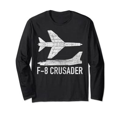 F8 Crusader Реактивный истребитель Вьетнам Истребитель Подарок Футболка с длинным рукавом