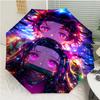Demon Slayer Print Automatic Umbrella, 8 Rib Iron Frame, Plastic Handle, Suitable for Outdoor Travel &Daily , Ideal Gift